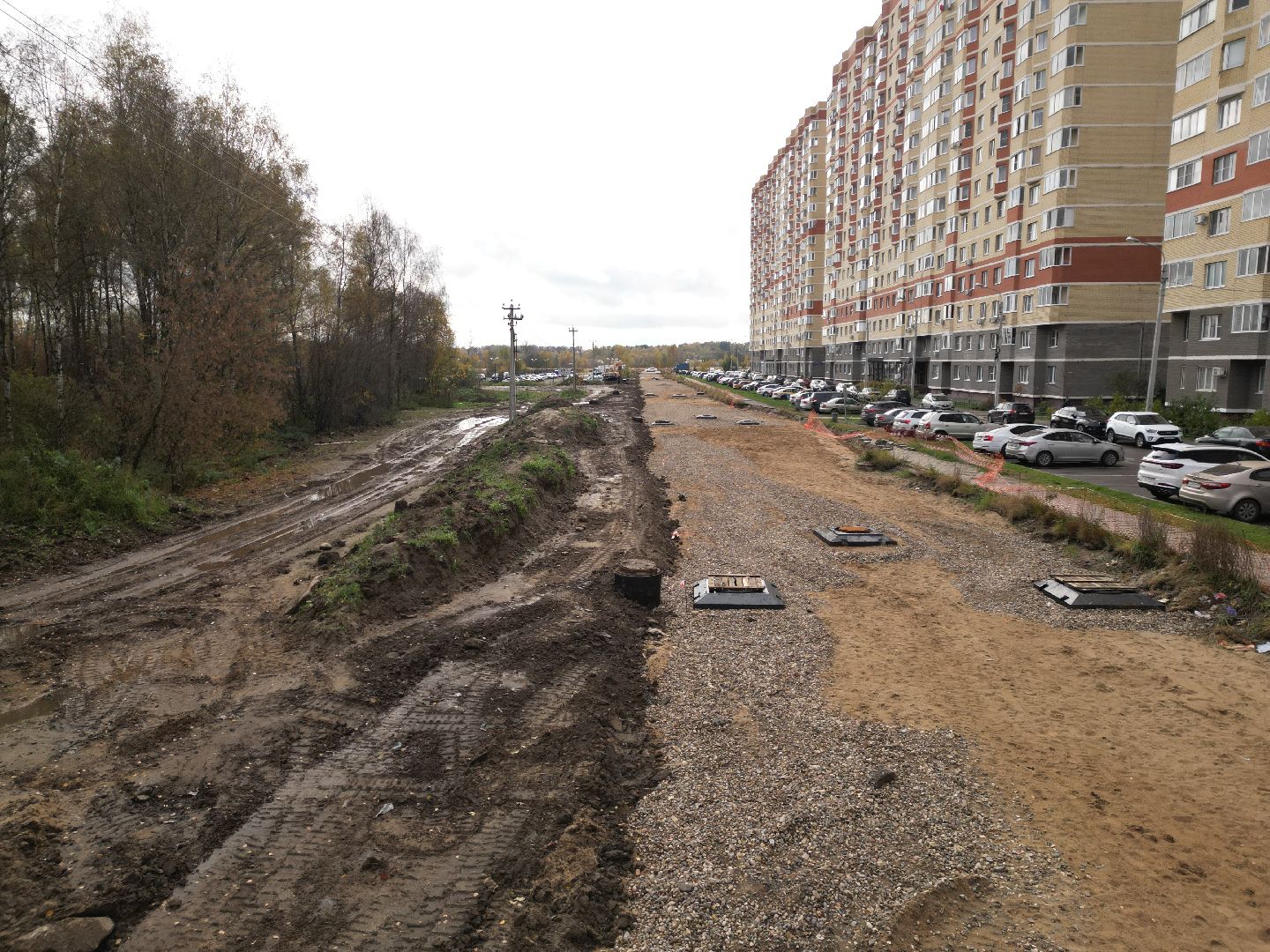 видео с коптера, новая дорога в лосино-петровском, дороги подмосковья,