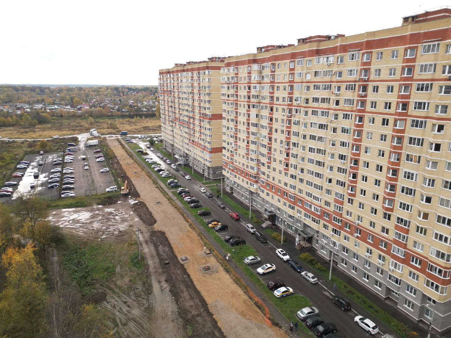 видео с коптера, новая дорога в лосино-петровском, дороги подмосковья,