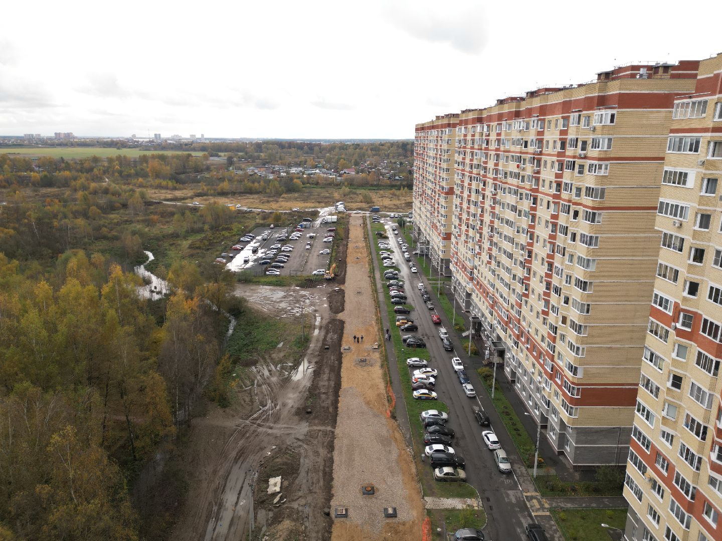 видео с коптера, новая дорога в лосино-петровском, дороги подмосковья,