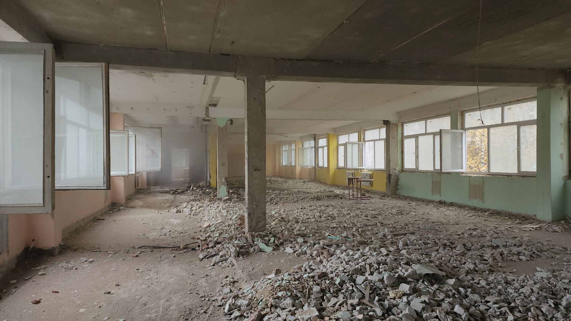 Пескоструйная очистка, Ремонт школы, капитальный  ремонт, Школа, Лобня,