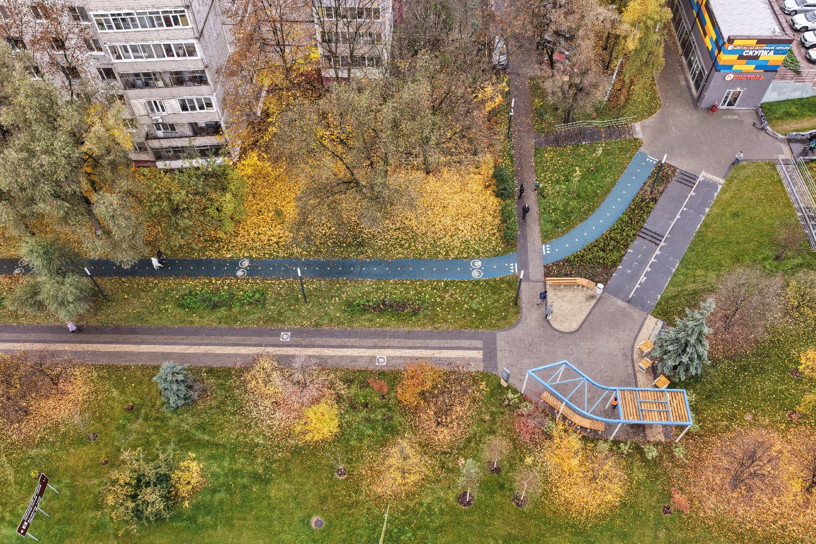 видео с коптера, сквер в щелкове, благоустройство в щелкове,