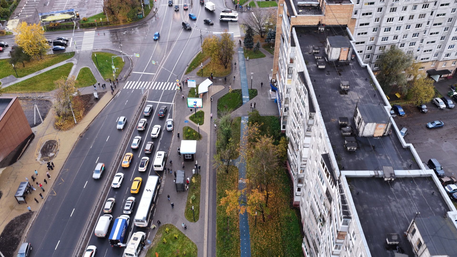 видео с коптера, сквер в щелкове, благоустройство в щелкове,