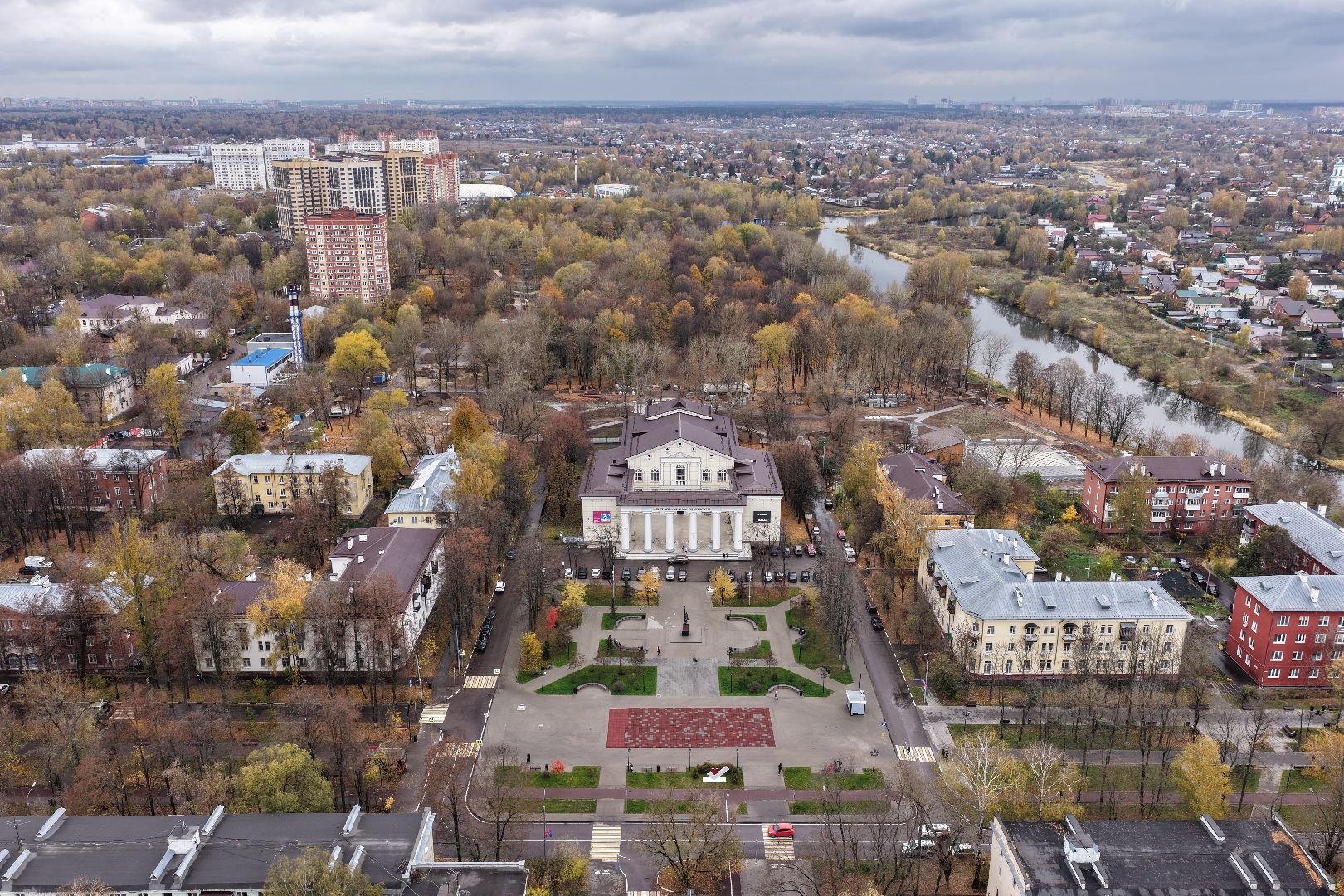 видео с коптера, площадь перед дк щелково, благоустройство щелково,