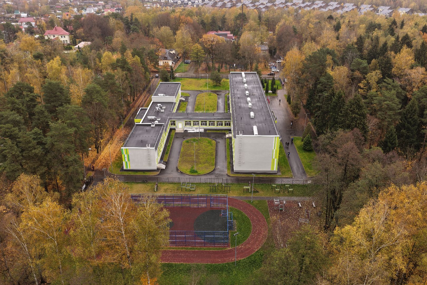 видео с коптера, школа 21 в щелково,