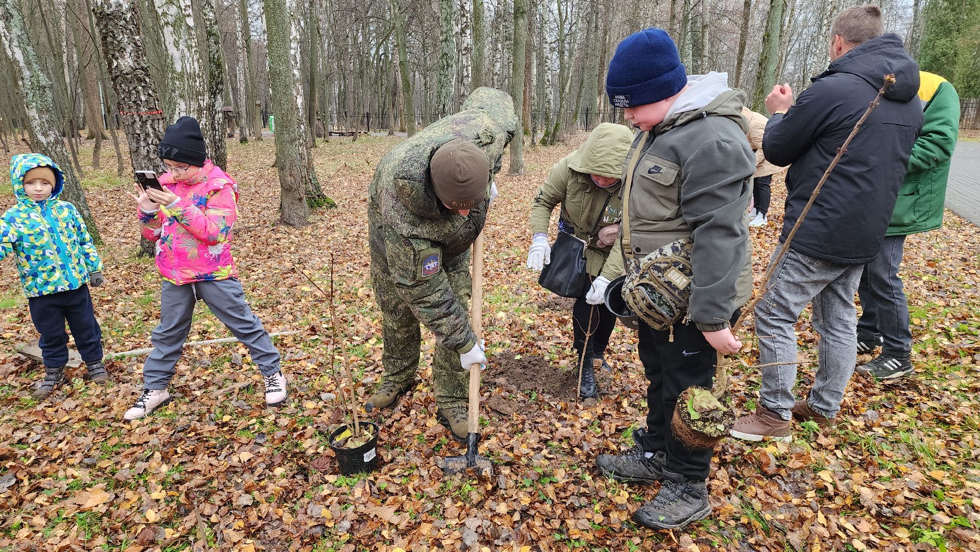 кашира, городской парк, высадка кустов, сирень, акция, волонтеры, молодая гвардия,