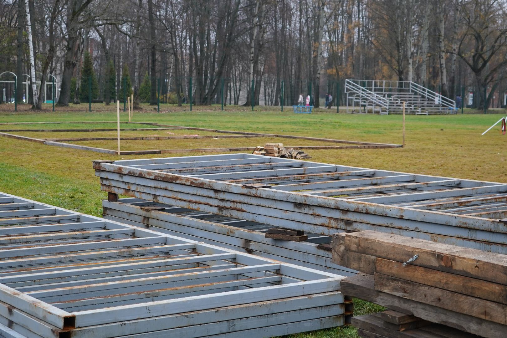 ступино, парк, парк островского, каток, подготовка к зиме,