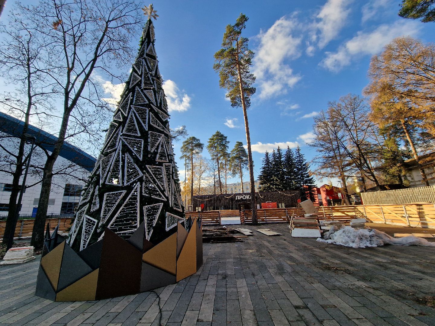 в парке пехорка балашихи установили новогоднюю елку 2025, балашиха,