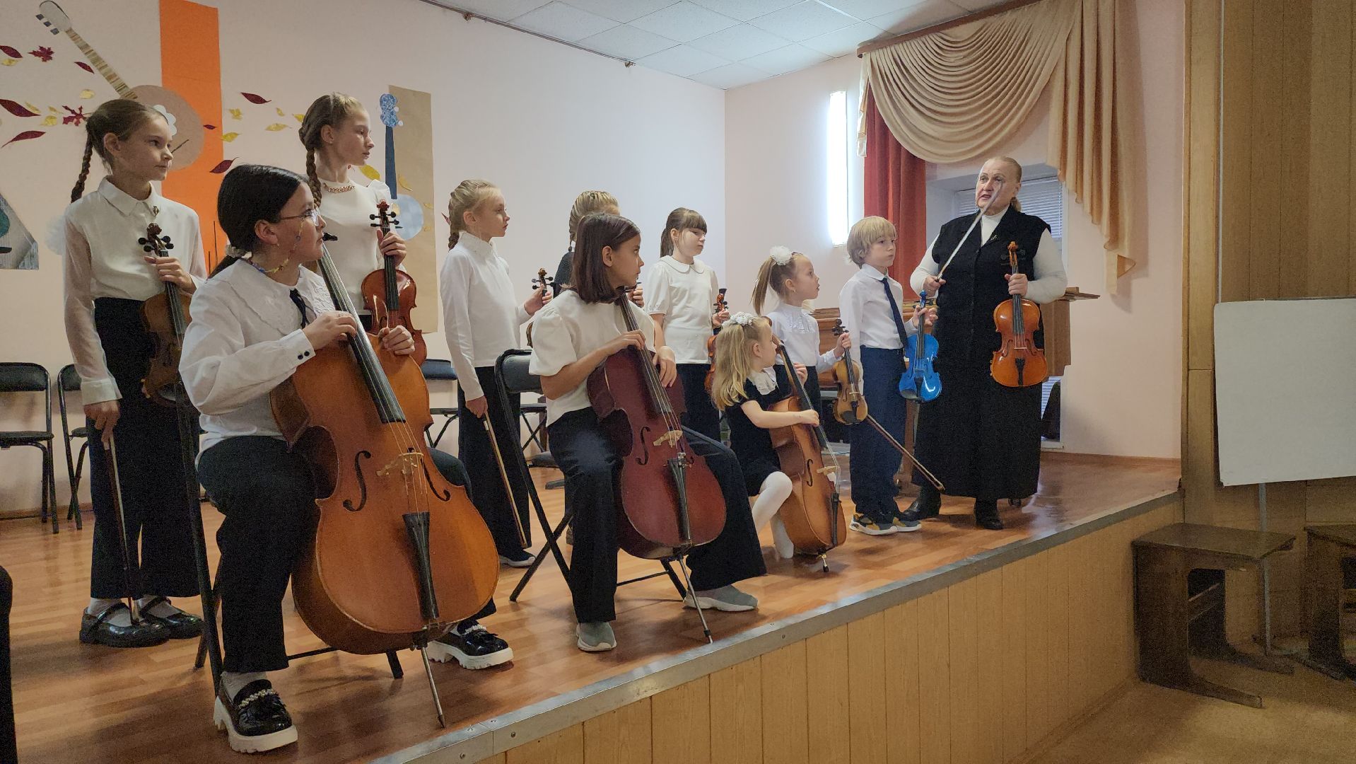 кашира, симфонический оркестр, детская школа искусств, дети, музыканты, скрипка, виолончель, контрабас,