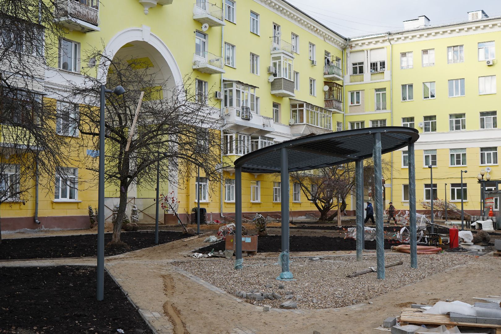 ступино, проспект Победы, благоустройство, новый фонтан, деревья, клены, яблони,