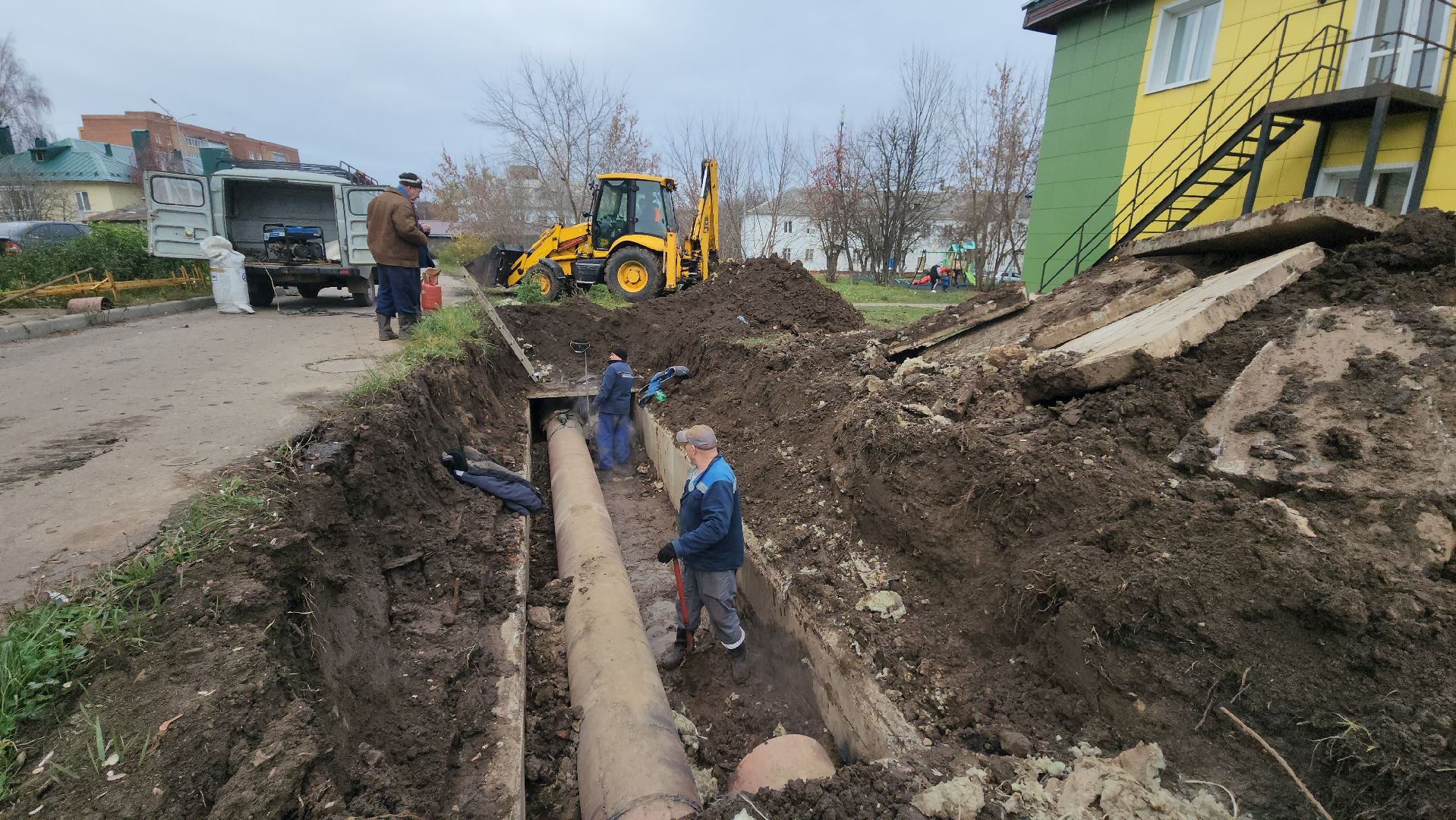 кашира, авария, утечка на сетях, горячая вода, отопление, аварийная бригада, ремонт, теплосеть,