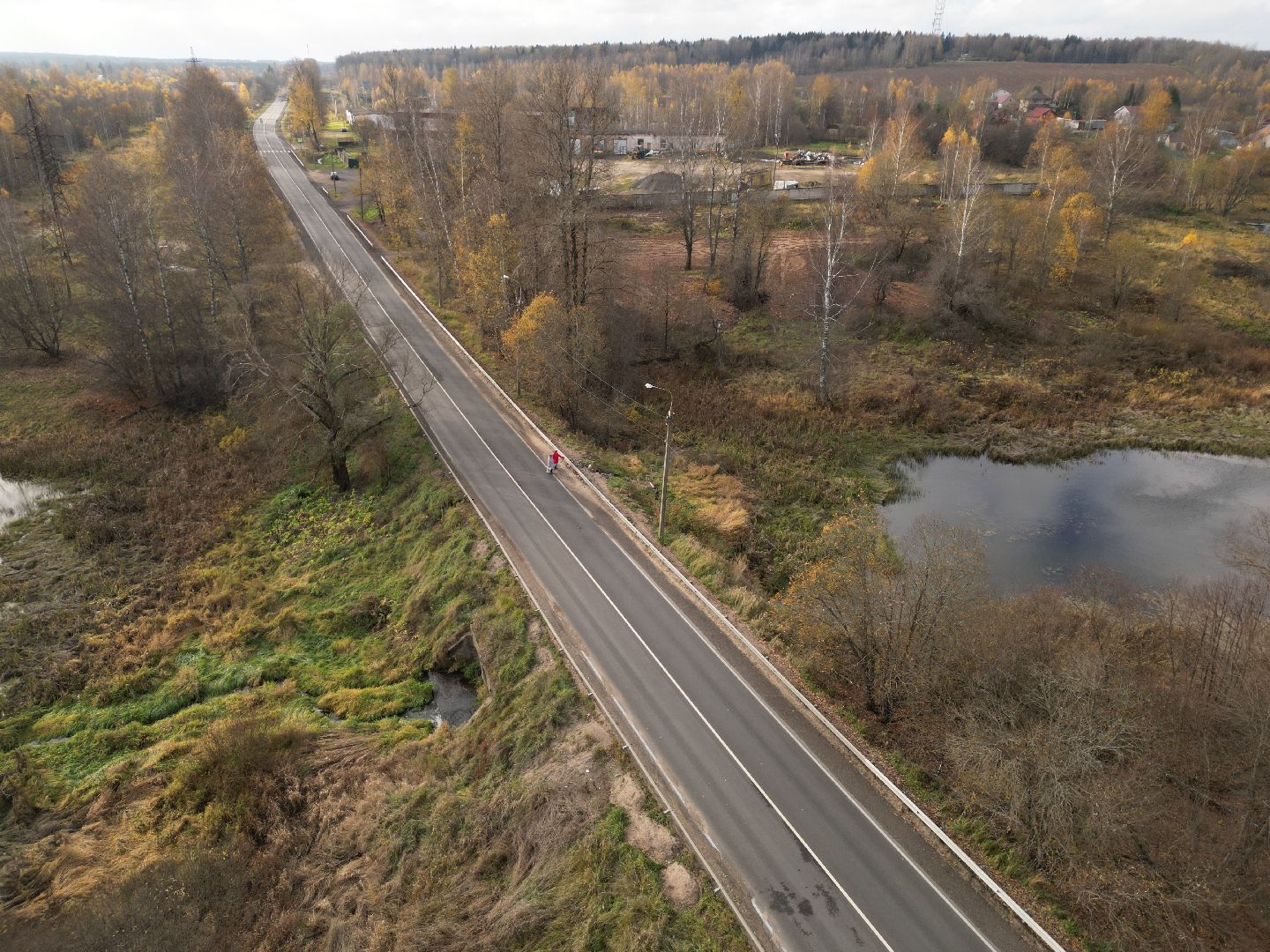 видео с коптера, обновление дорог в можайском округе,