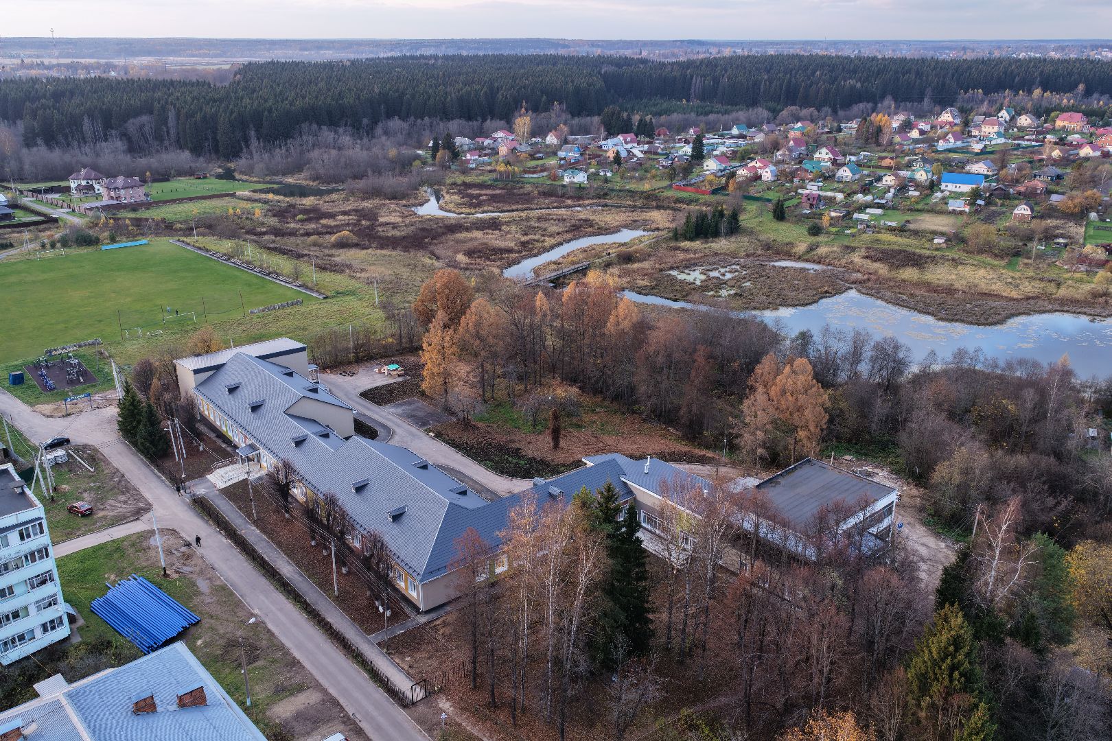видео с коптера, школа в колычево, школа в можайском,