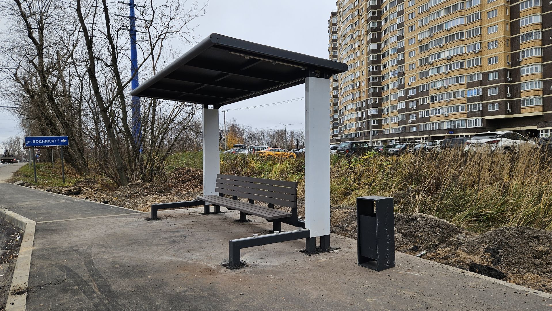 долгопрудный, новые водники, автобусная остановка,