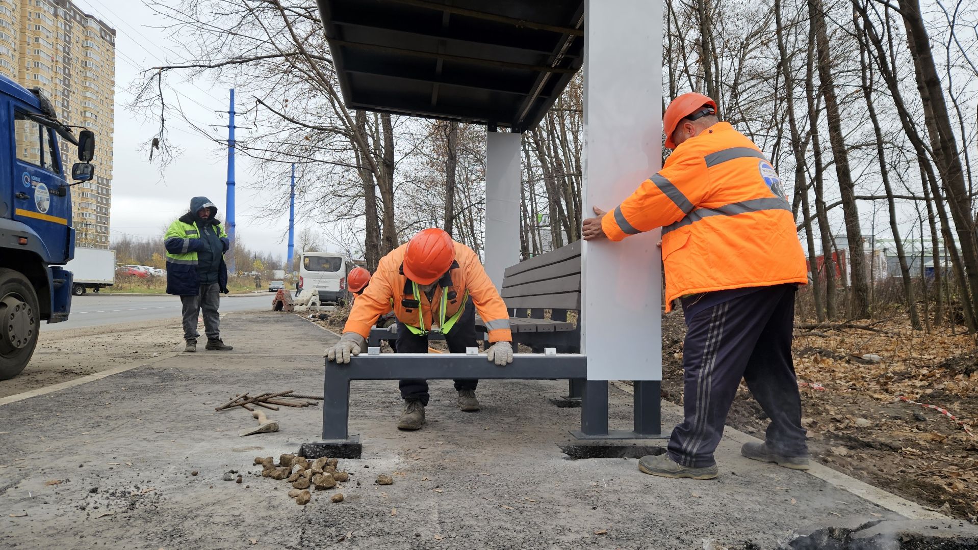 долгопрудный, новые водники, автобусная остановка,
