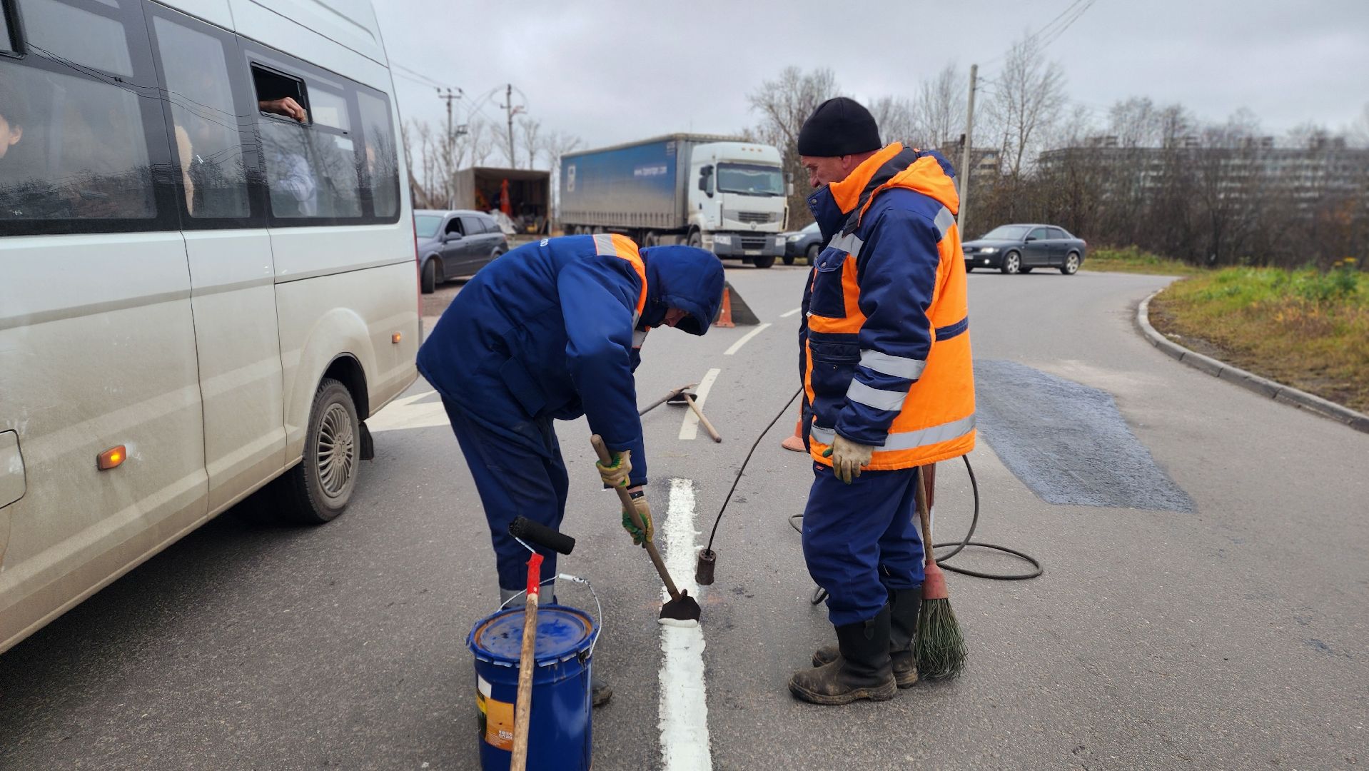 клин, пятый микрорайон, дорожная разметка,