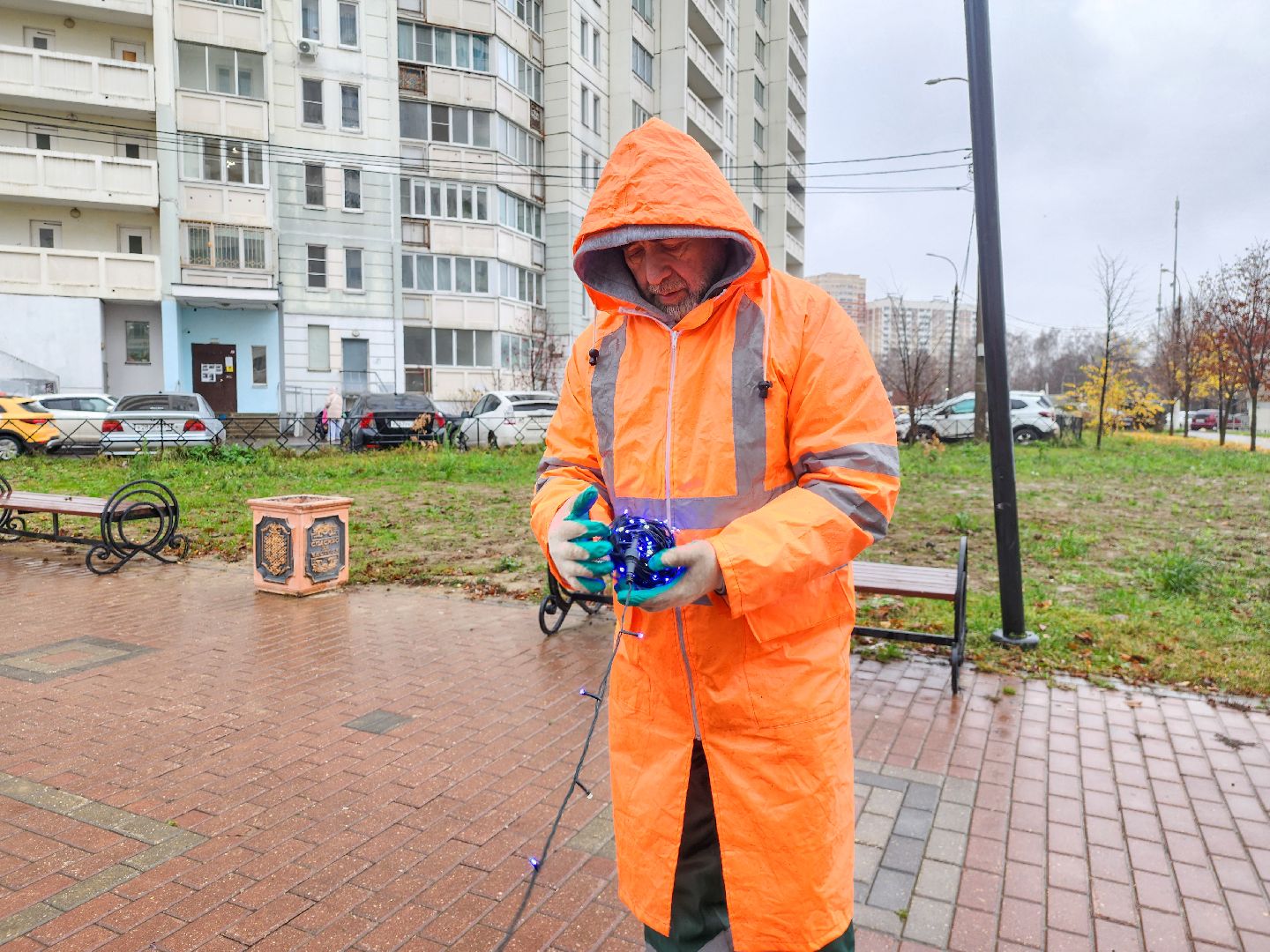 Подольск, Новогодняя елка,  Подольский комбинат благоустройства, Гирлянды,