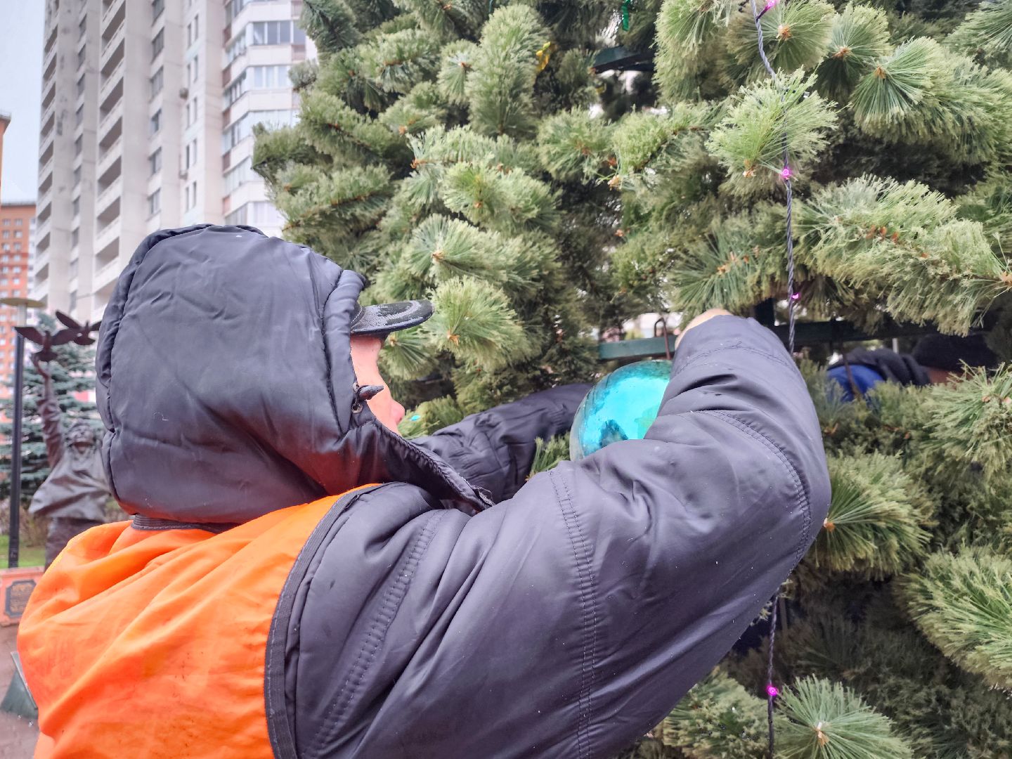 Подольск, Новогодняя елка,  Подольский комбинат благоустройства, Гирлянды,