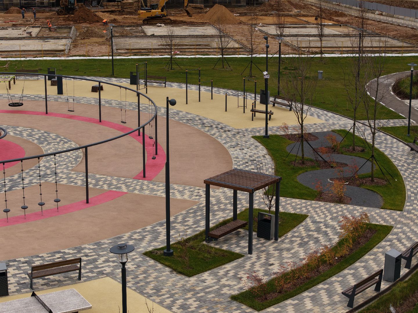 видео с коптера, детская площадка в видном, жк первый южный,