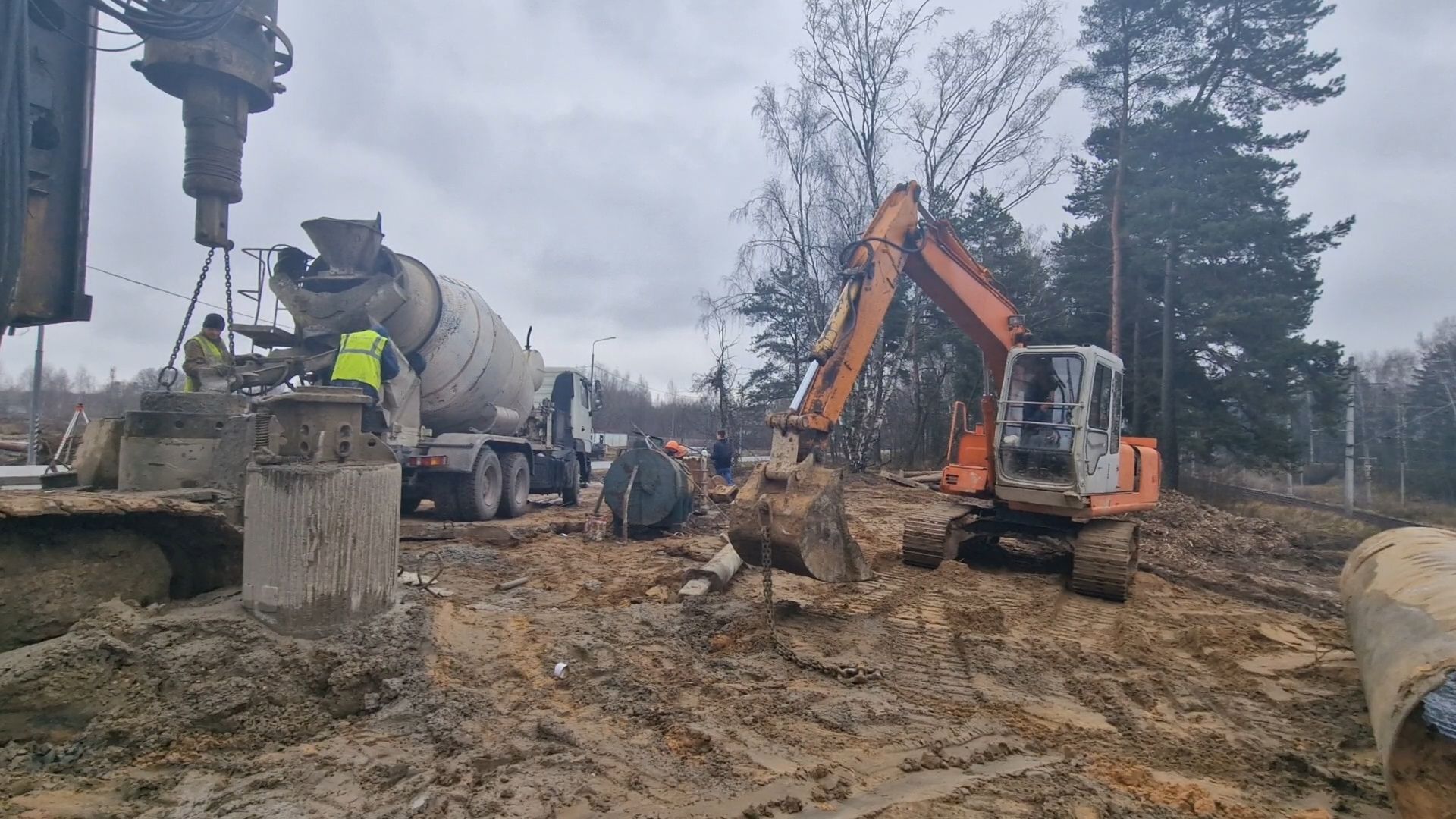 строительство путепровода у деревни черное в балашихе, балашиха,
