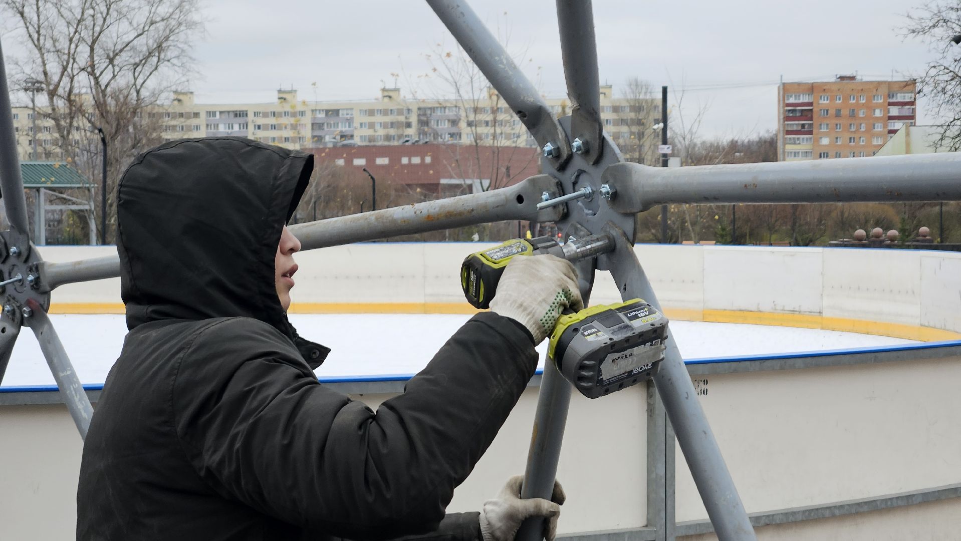 долгопрудный, центральный парк победы, ледовый каток,  зима в подмосковье, зима в подмосковье 2025,