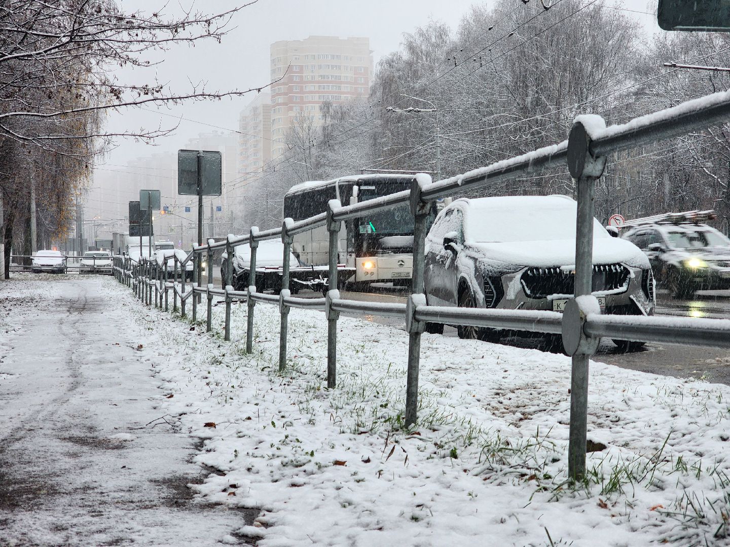 подольск, первый снег, Снежки, погода,