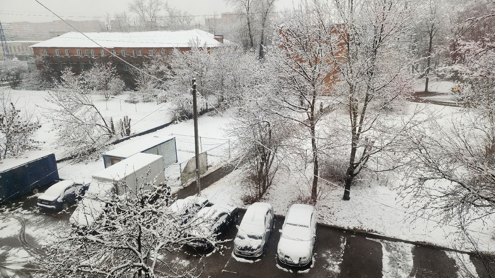 Снегопад, Уборка снега, Центральный парк Лобни , Лобня,