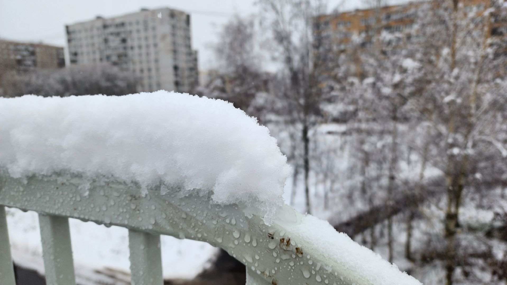Снегопад, Уборка снега, Центральный парк Лобни , Лобня,