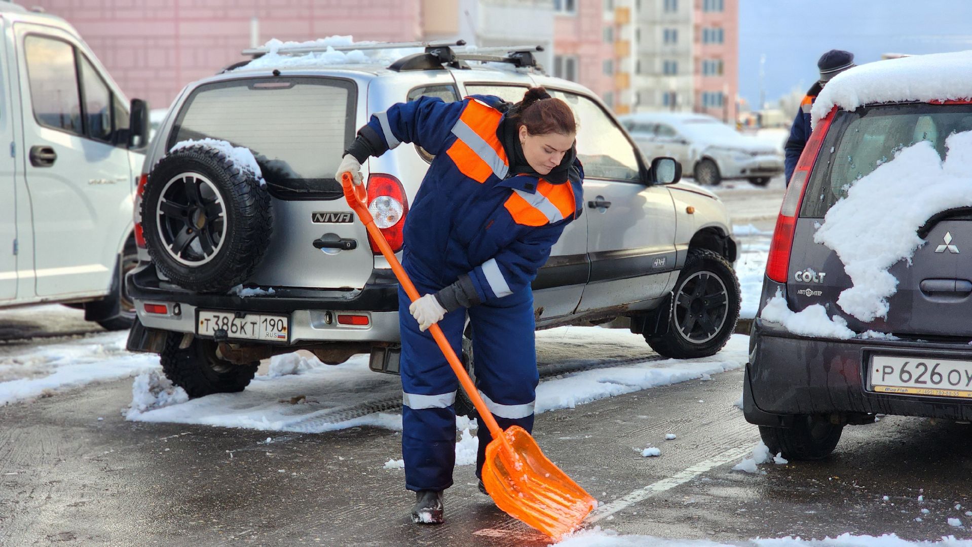 Руза, благоустройство, Первый снег, Уборка снега,
