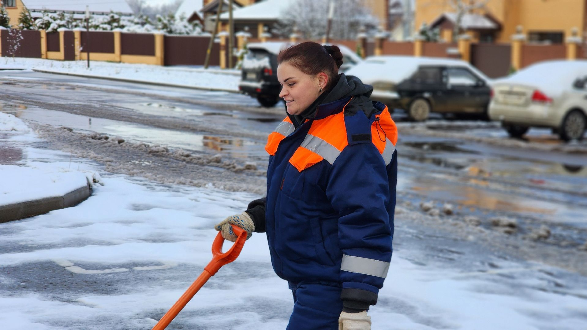 Руза, благоустройство, Первый снег, Уборка снега,