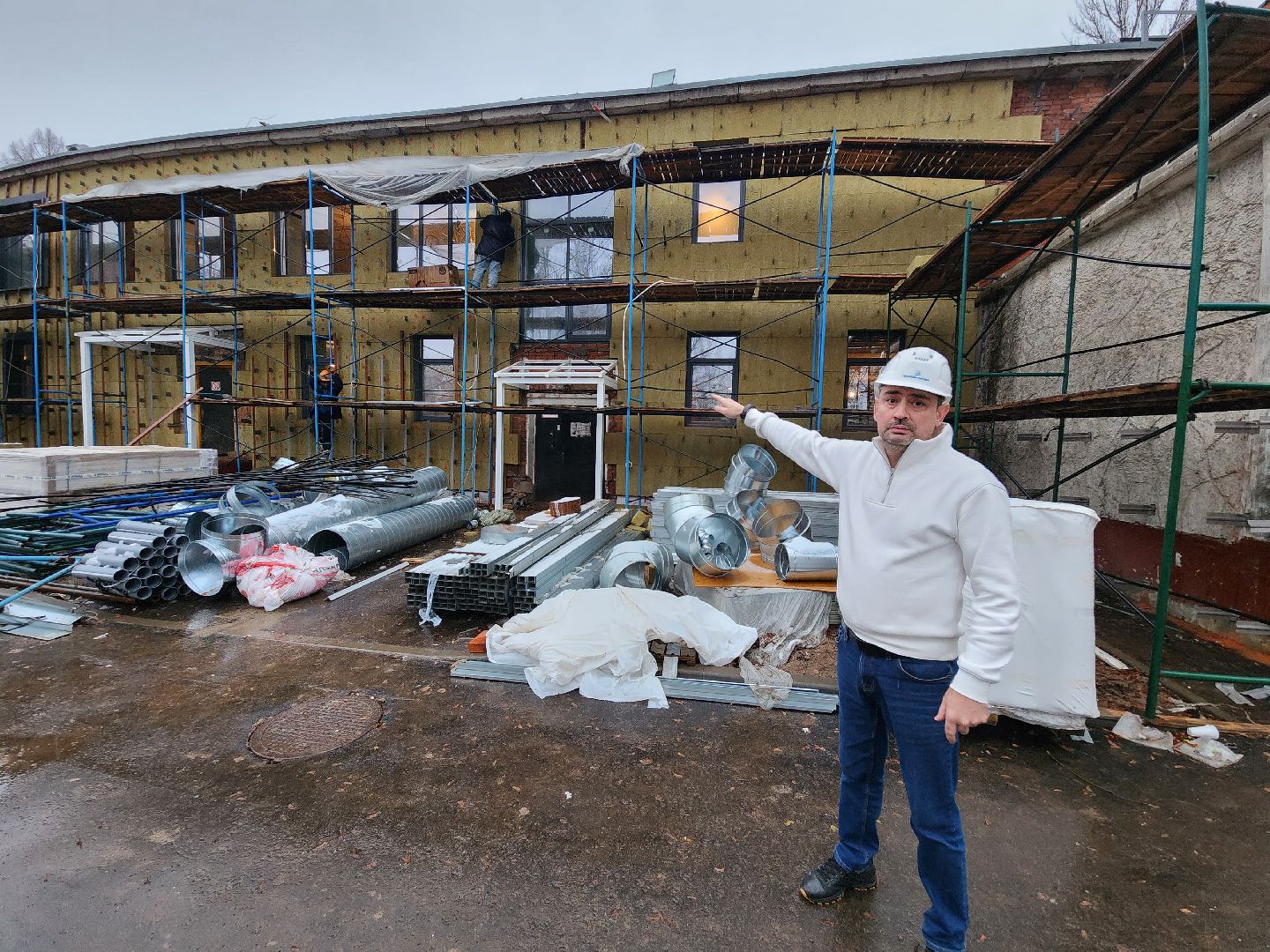 чехов, улица ильича 34а, детский сад, дошкольное отделение, лицей 4, капитальный ремонт, капремонт здания, фасадные работы, утепление наружных стен, облицовка, гидроизоляция, замена кровли, госпрограмма московской области, реконструкция,входная группа, пожарные лестницы, наружные работы,обновление,