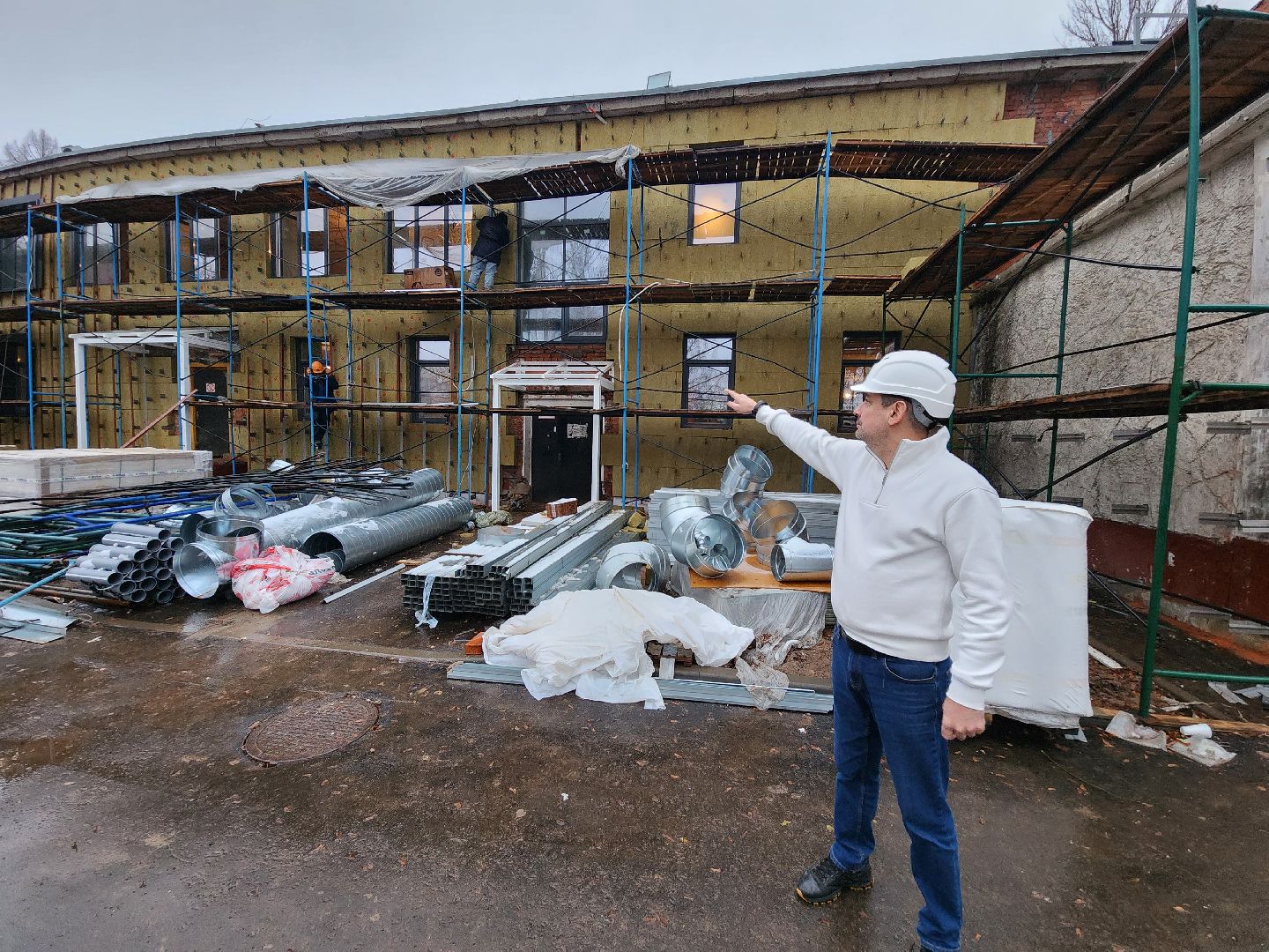 чехов, улица ильича 34а, детский сад, дошкольное отделение, лицей 4, капитальный ремонт, капремонт здания, фасадные работы, утепление наружных стен, облицовка, гидроизоляция, замена кровли, госпрограмма московской области, реконструкция,входная группа, пожарные лестницы, наружные работы,обновление,