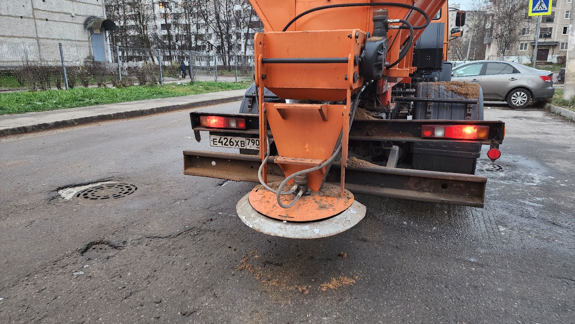 клин, 50 лет октября, гололед, обработка дорог,