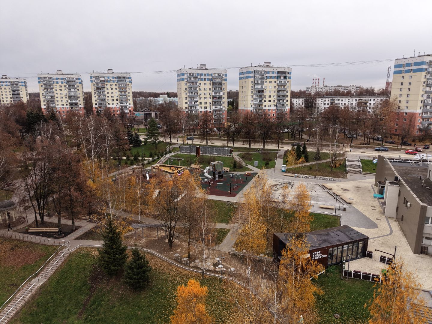 видео с коптера, каток в видном, зима в подмосковье,