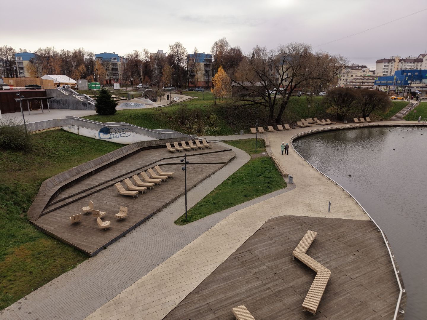 видео с коптера, каток в видном, зима в подмосковье,