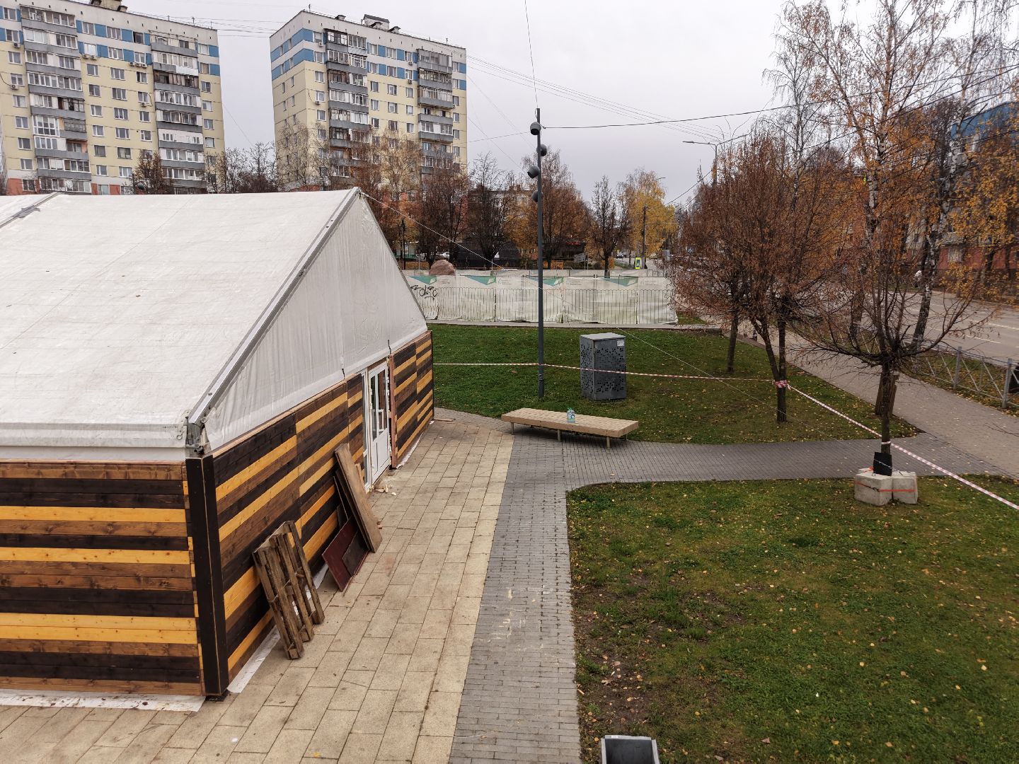 видео с коптера, каток в видном, зима в подмосковье,