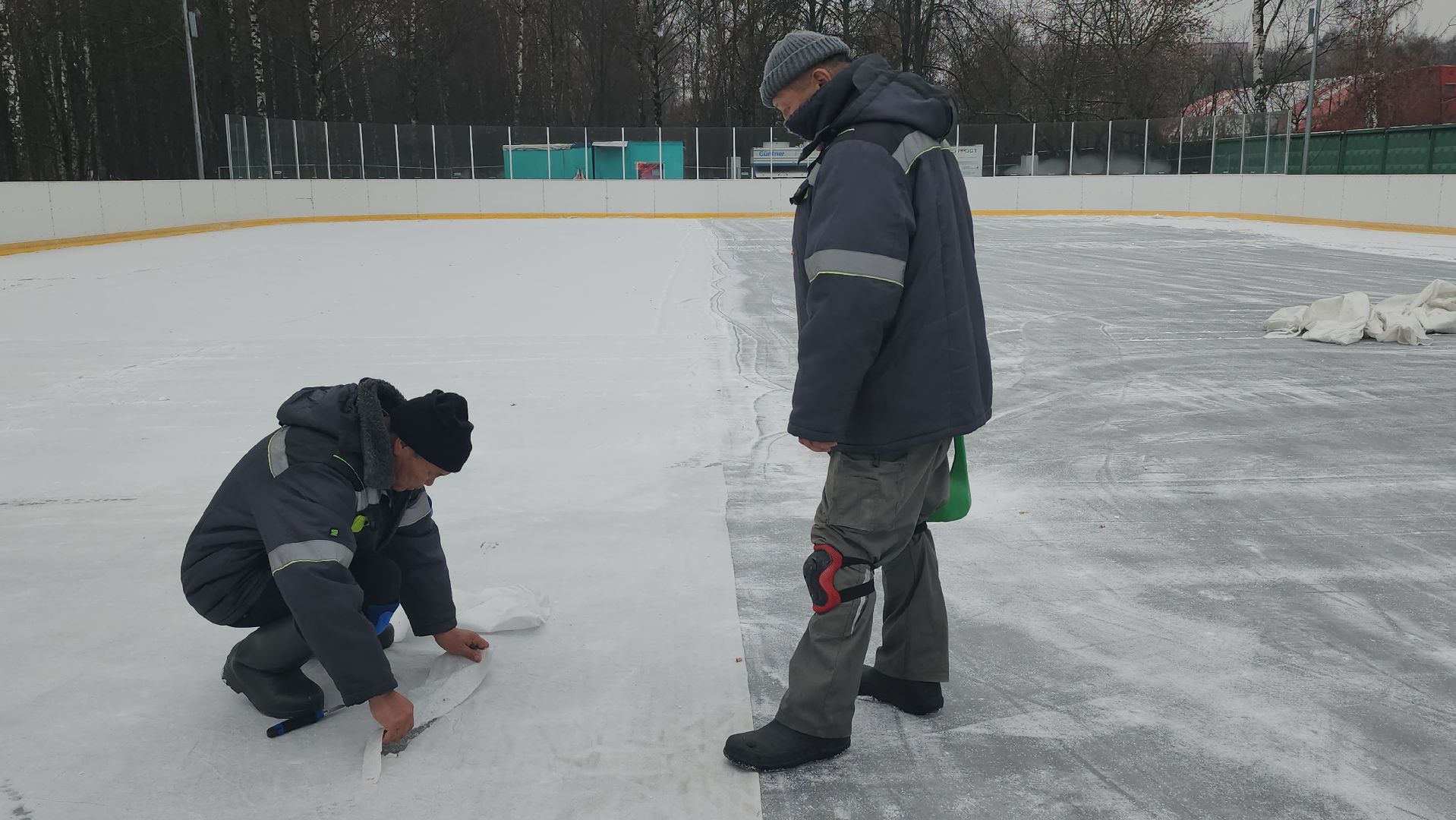 люберцы, наташинский парк, установка елки, заливка катка,