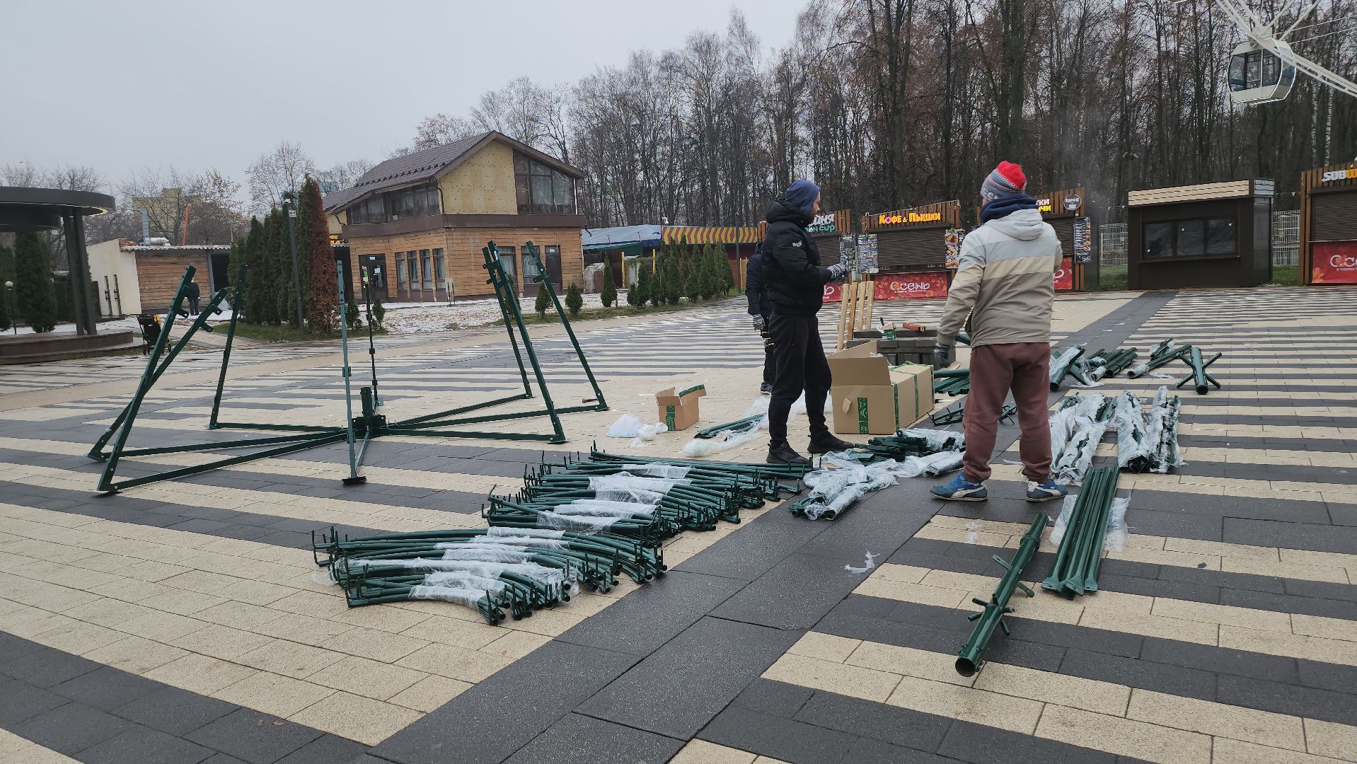 люберцы, наташинский парк, установка елки, заливка катка,