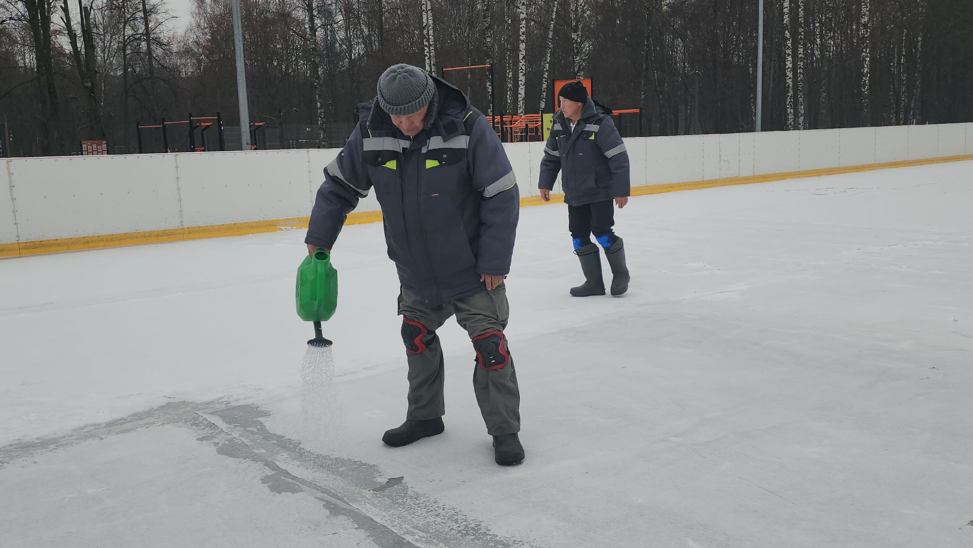 люберцы, наташинский парк, установка елки, заливка катка,