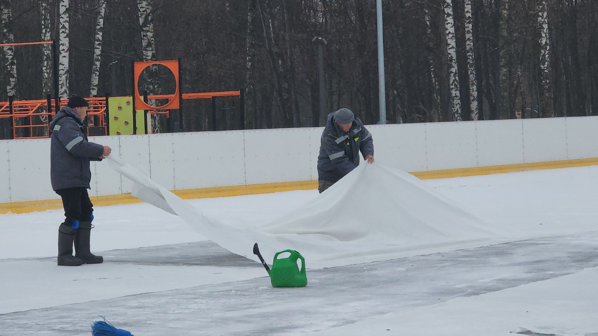 люберцы, наташинский парк, установка елки, заливка катка,