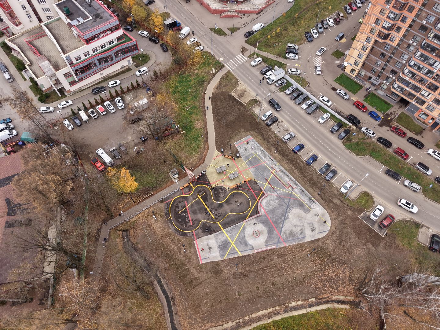 видео с коптера, скейт-площадка, скейт-площадка ленинский,