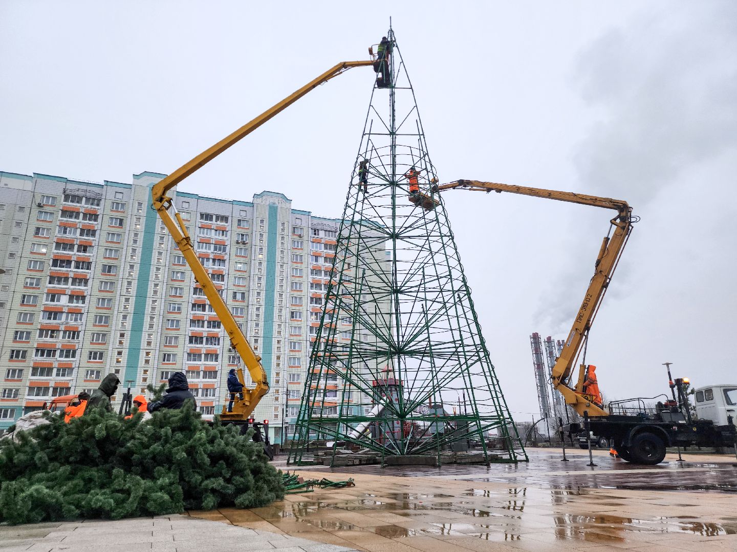 Подольск, Новогодняя елка, Благоустройство, Украшение города, подольский комбинат благоустройства,