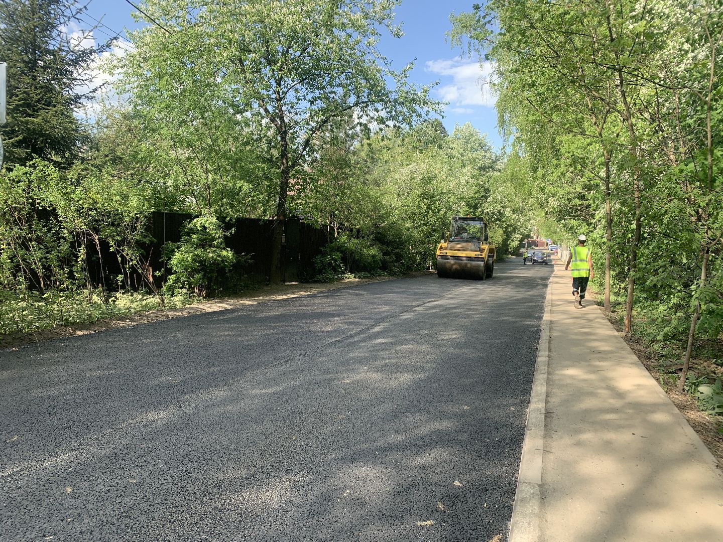 Балашиха, Подмосковье, ремонт дорог, улица Лесные Поляны, укладка асфальта