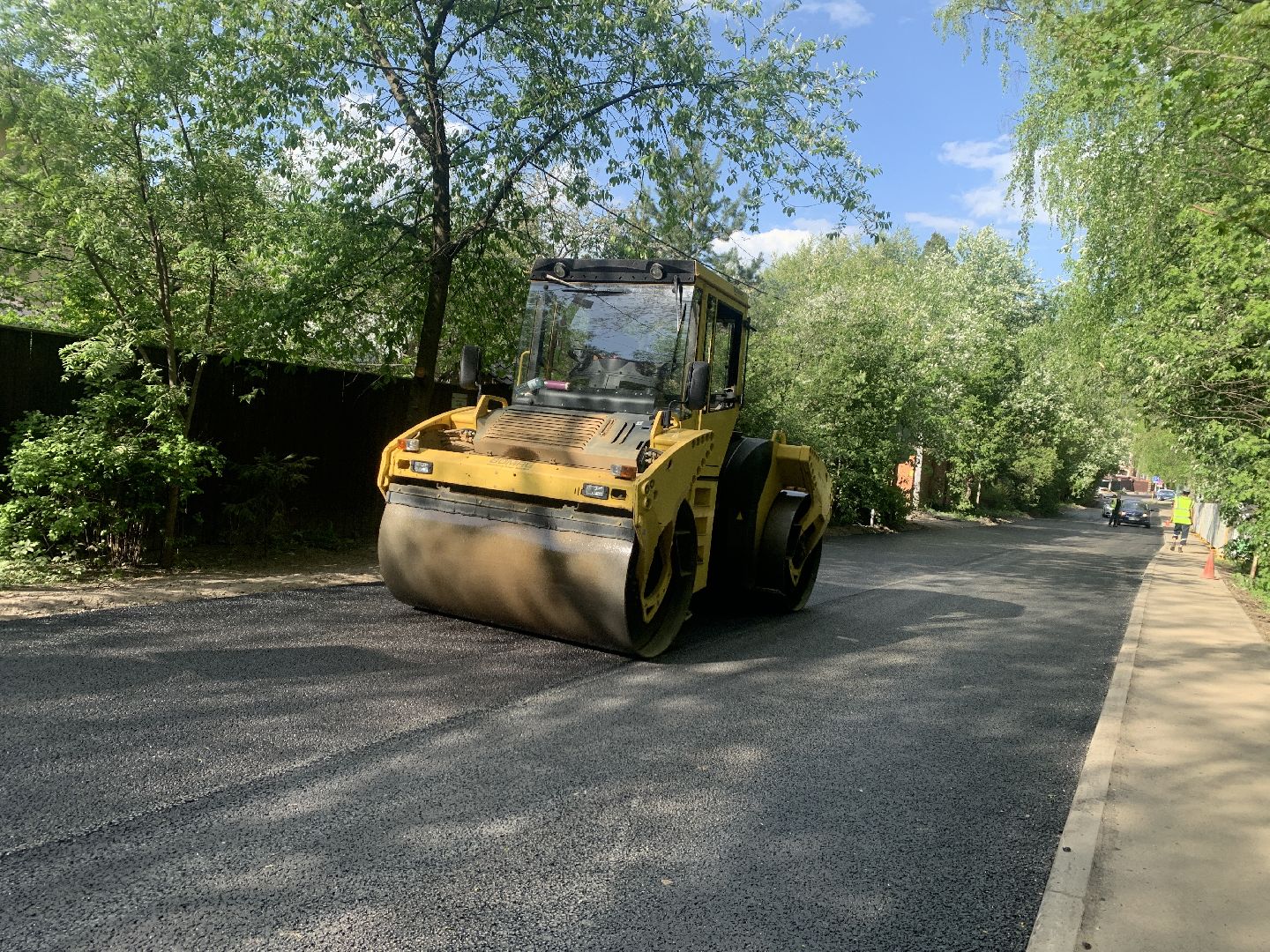Балашиха, Подмосковье, ремонт дорог, улица Лесные Поляны, укладка асфальта