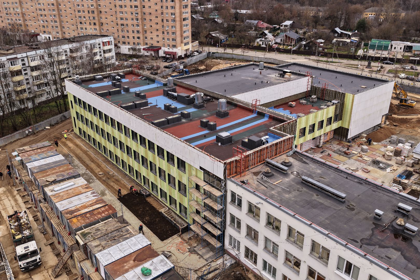 видео с коптера, гимназия 6 в солнечногорске,