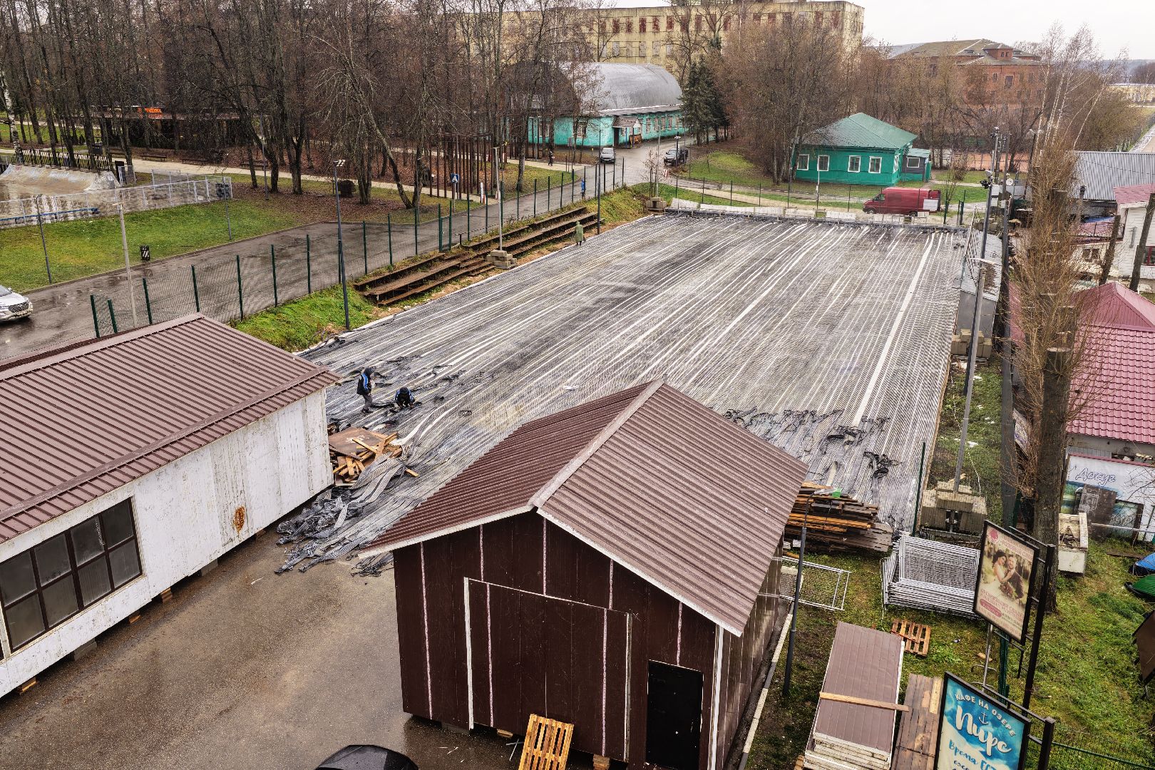 видео с коптера, каток в солнечногорске,зима в подмосковье,