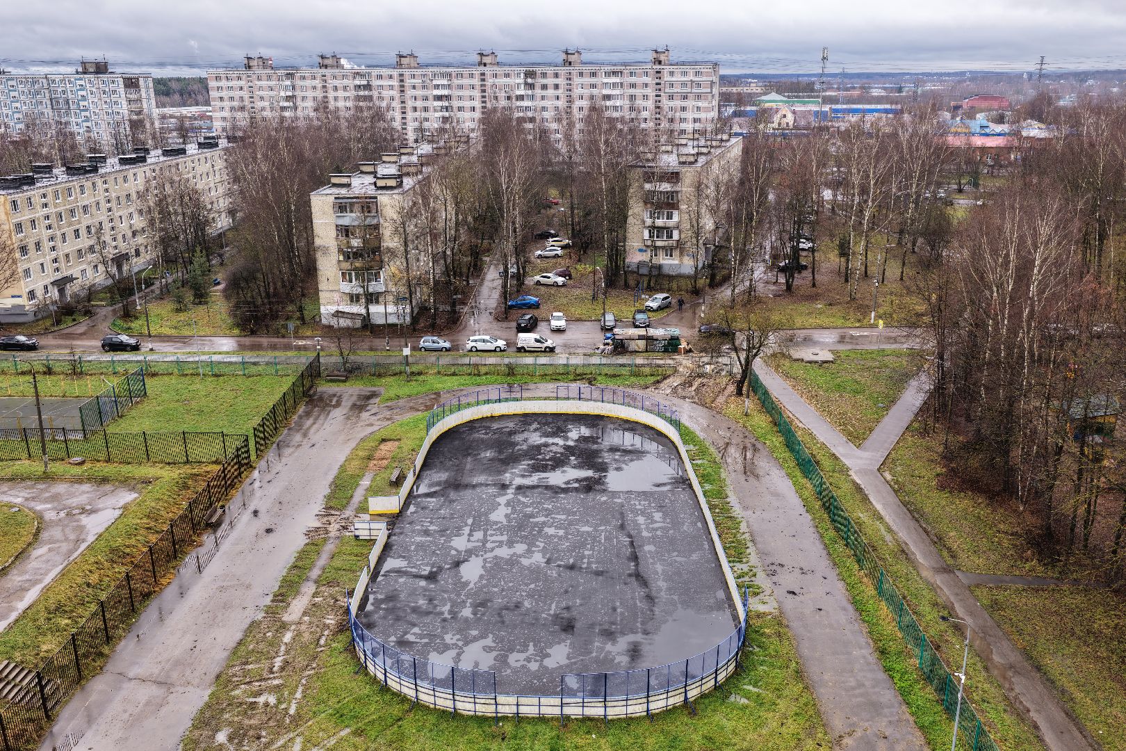 видео с коптера, стадион школы 4 в солнечногорске, ремонт стадиона,