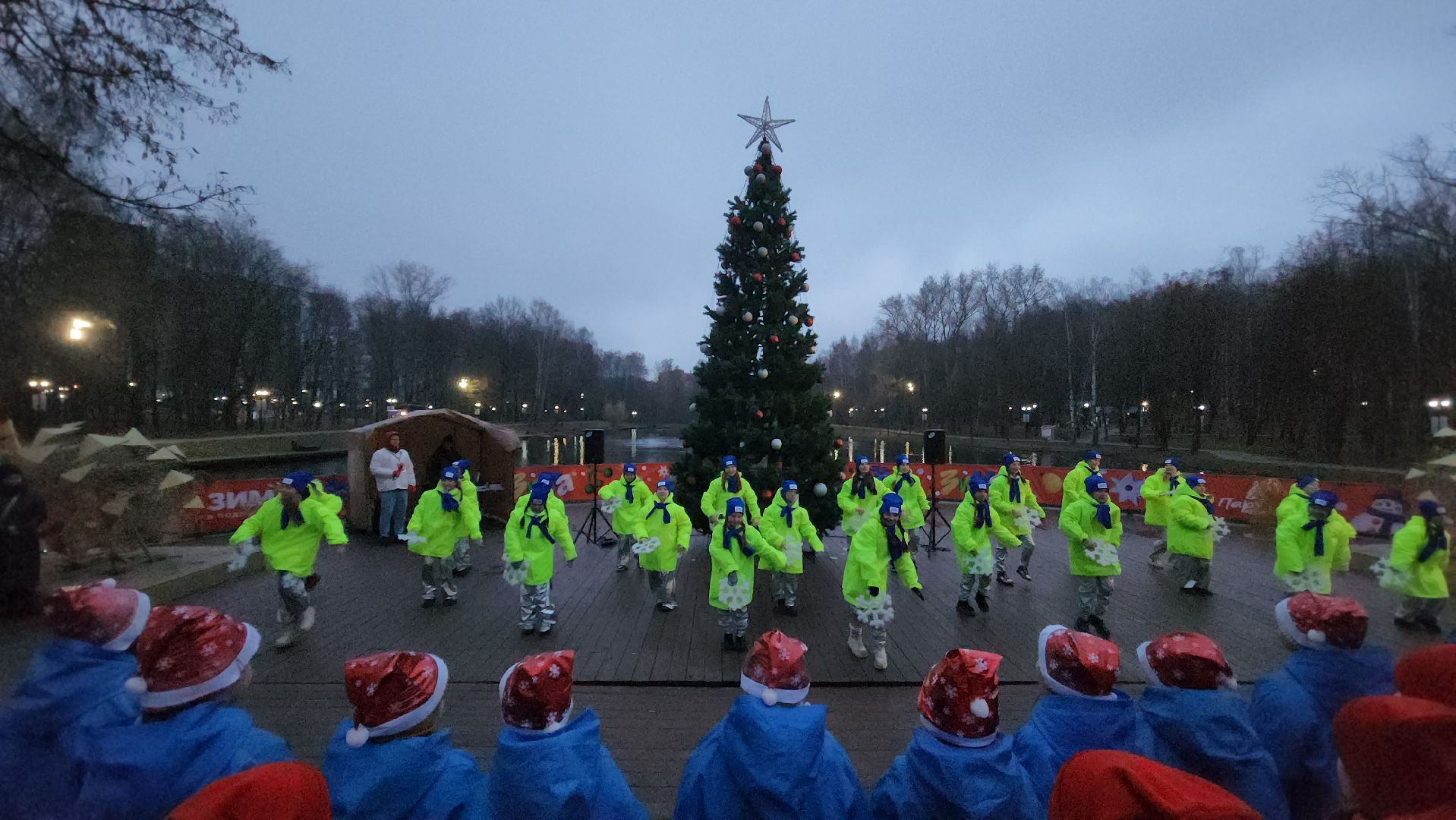 зажжение елки, зима в подмомсковье, парки красногорска,парк ивановские пруды,