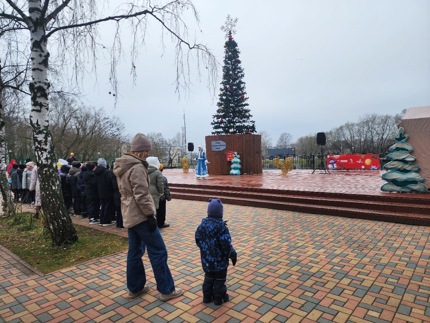 зима в подмосковье, красногорск медицина, зажжение елки,