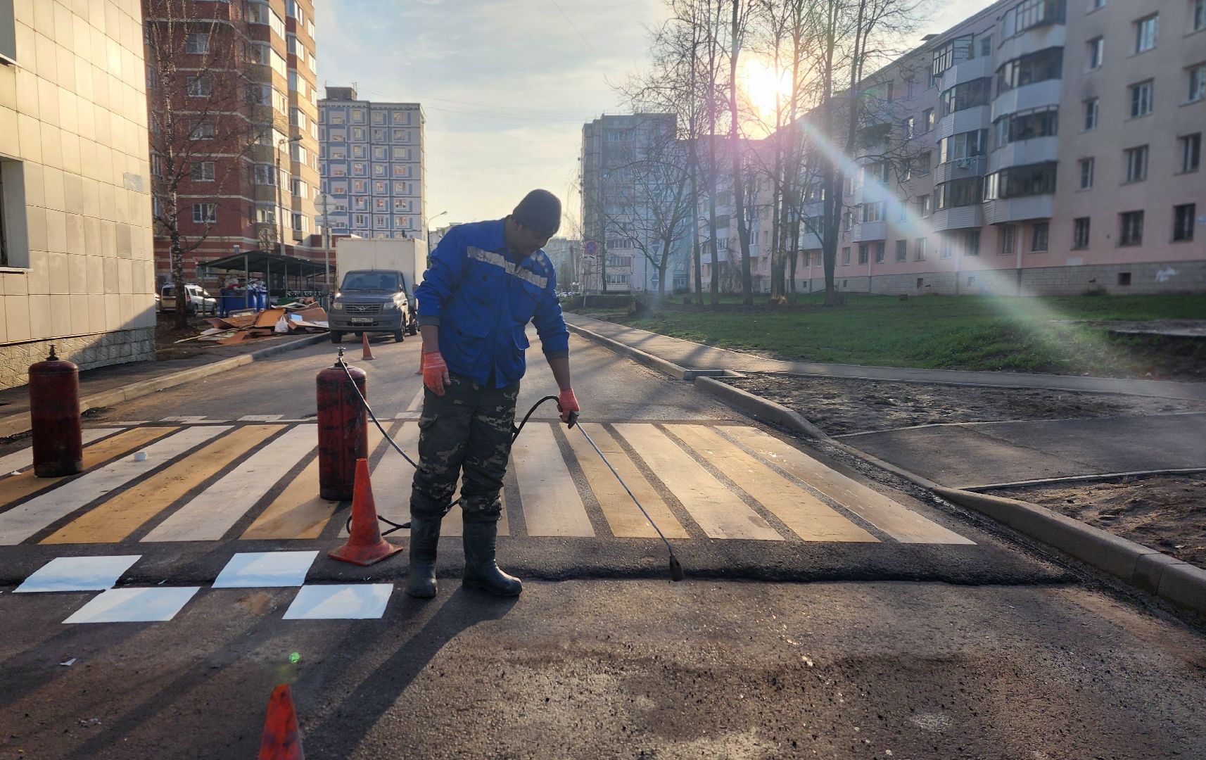 клин, улица дзержинского, дорожная разметка, пешеходный переход,