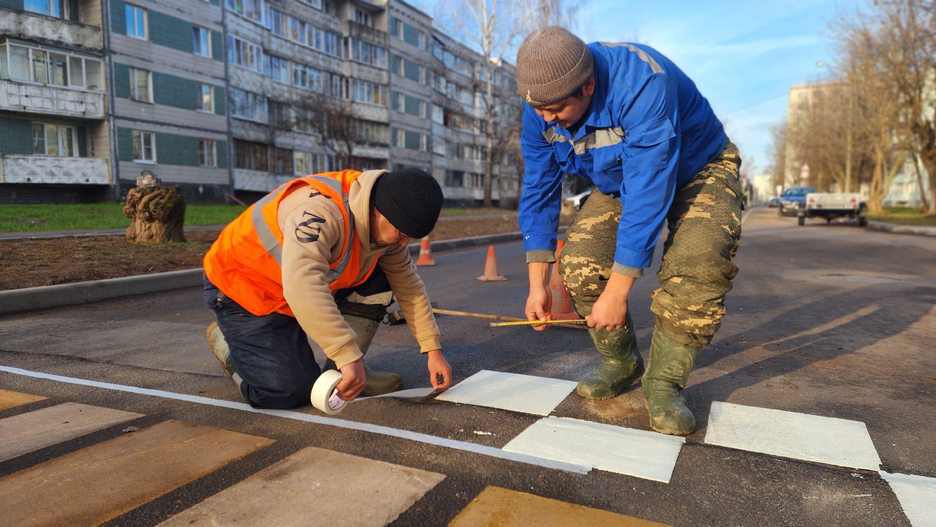 клин, улица дзержинского, дорожная разметка, пешеходный переход,
